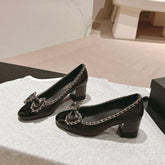 BOWKNOT HIGH HEELS IN BLACK SHEEPSKIN